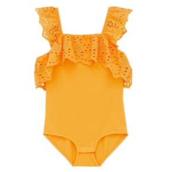 Zara Swiss Embroidered Bodysuit in Orange – Girls Size 5 - Picture 1 of 5